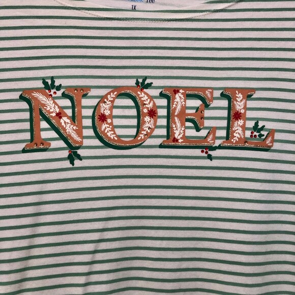 CROFT & BARROW WOMEN'S PLUS 1X 100% COTTON STRIPE TUNIC PULL OVER - Picture 3 of 5